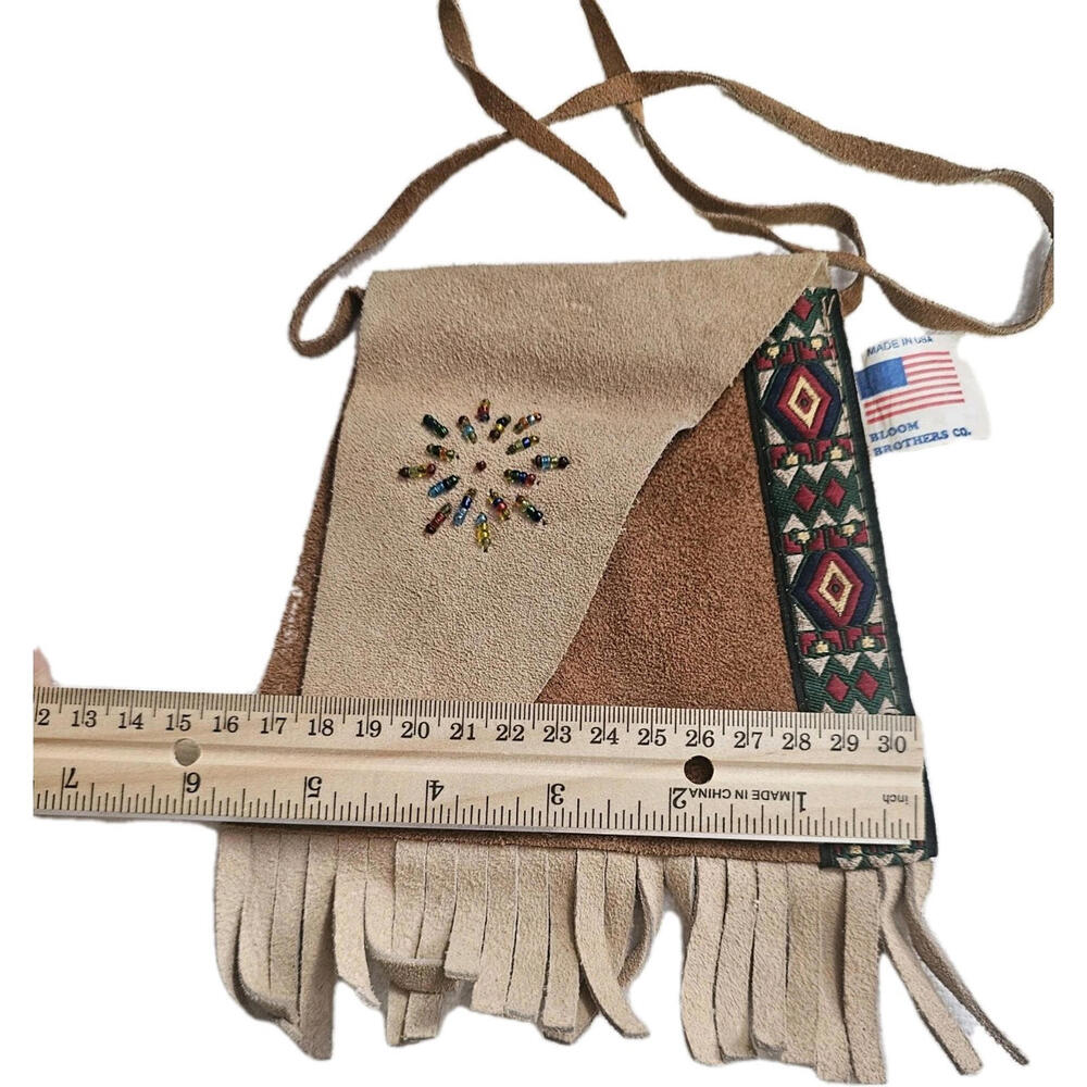 Leather‎ Fringe Bag, Tan, Beaded, X-small - Picture 6 of 6